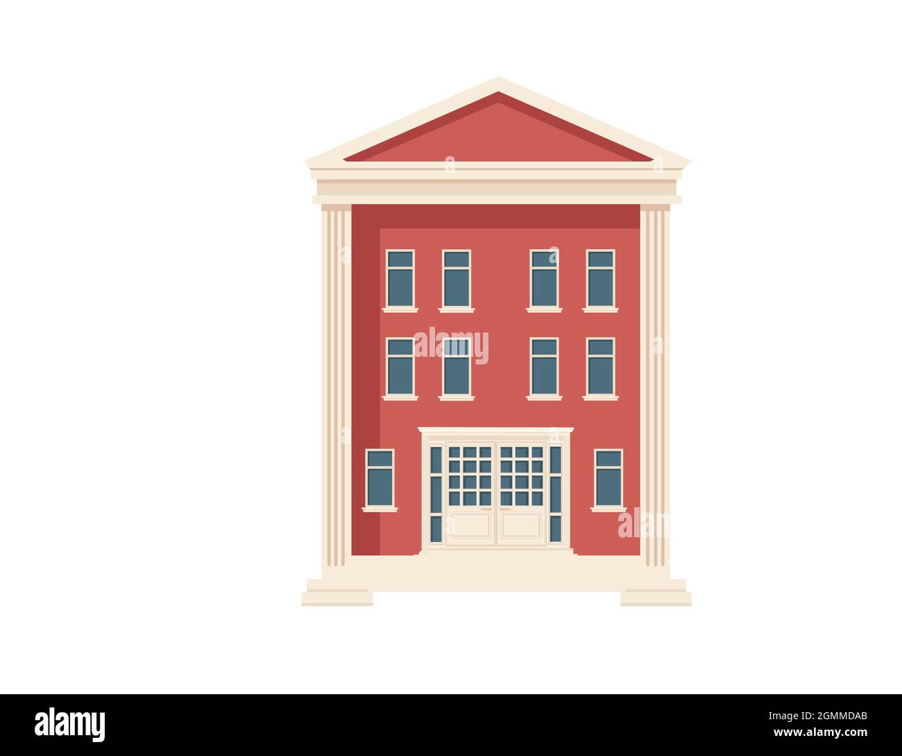 Red color classic USA architecture government building vector illustration on white background Stock Vector