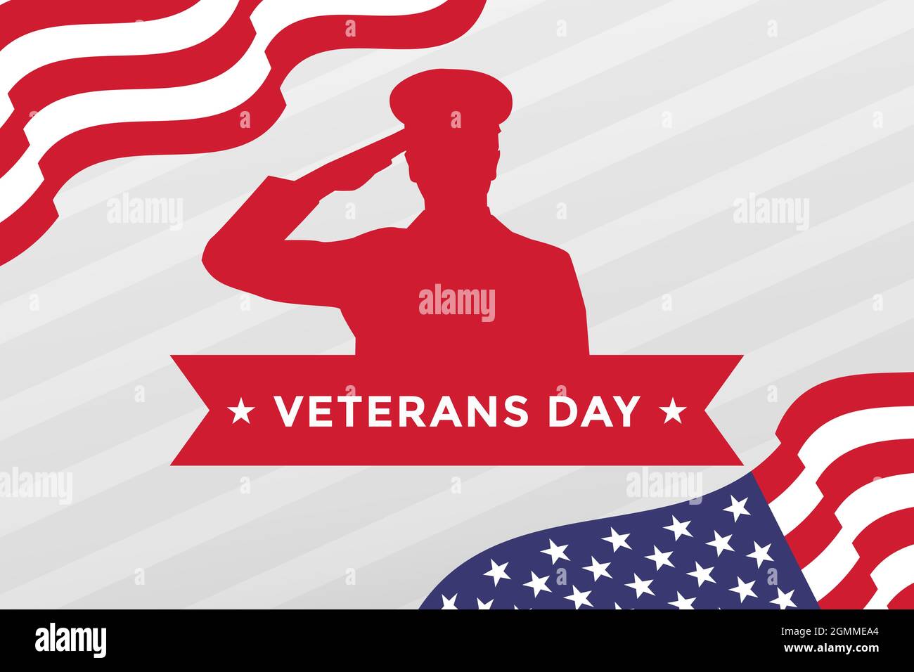 veterans day with the flag of America and silhouette saluting Stock ...