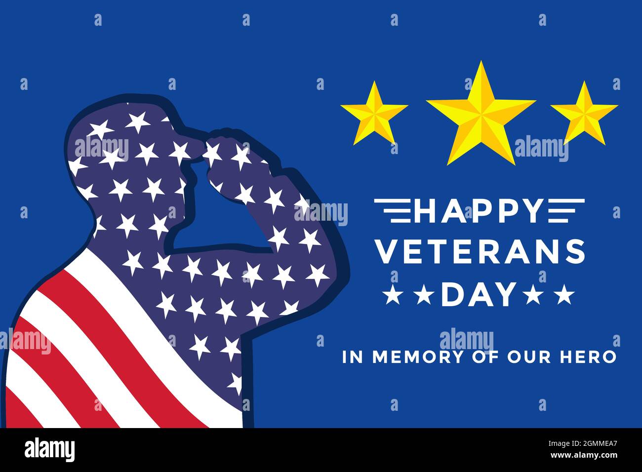 vector veterans day with american flag in silhouette soldier saluting ...