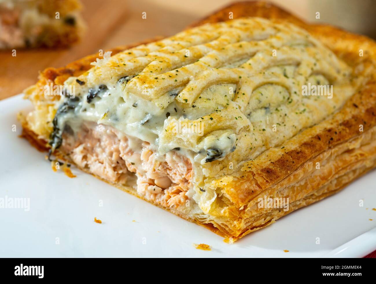 Traditional salmon in puff pastry Stock Photo Alamy