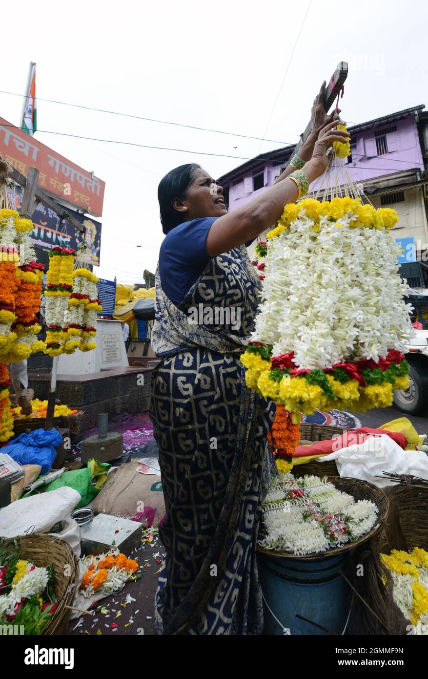 A colorful flower market in Pune, India Stock Photo Alamy