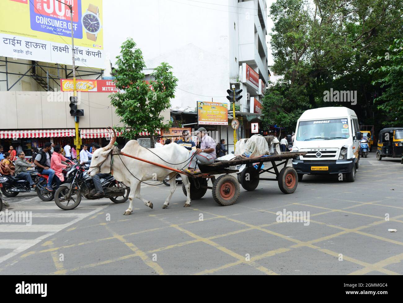 A Bullock cart in central Pune, India Stock Photo Alamy