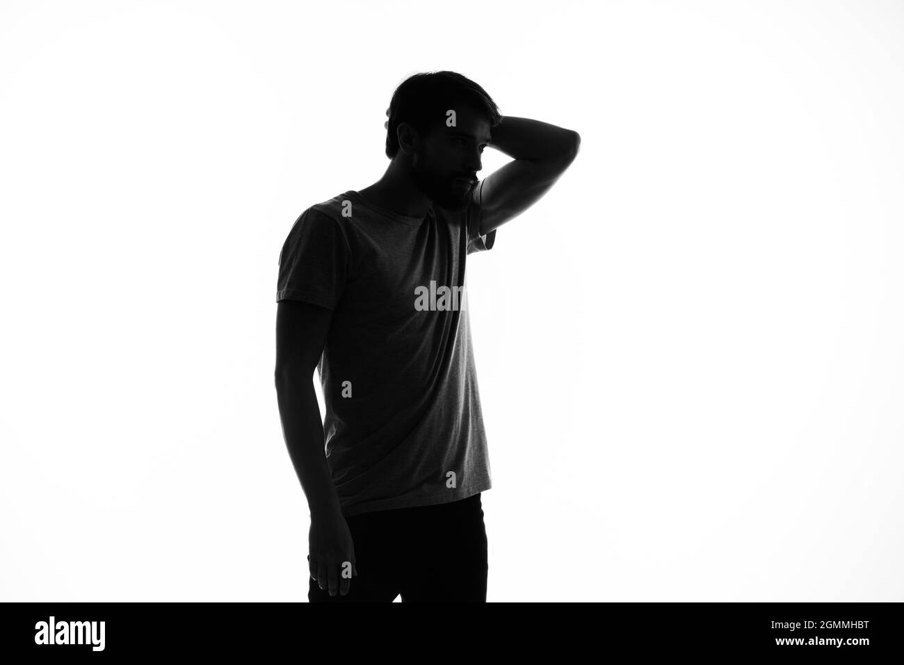 Silhouette man gestures hands hi-res stock photography and images - Alamy