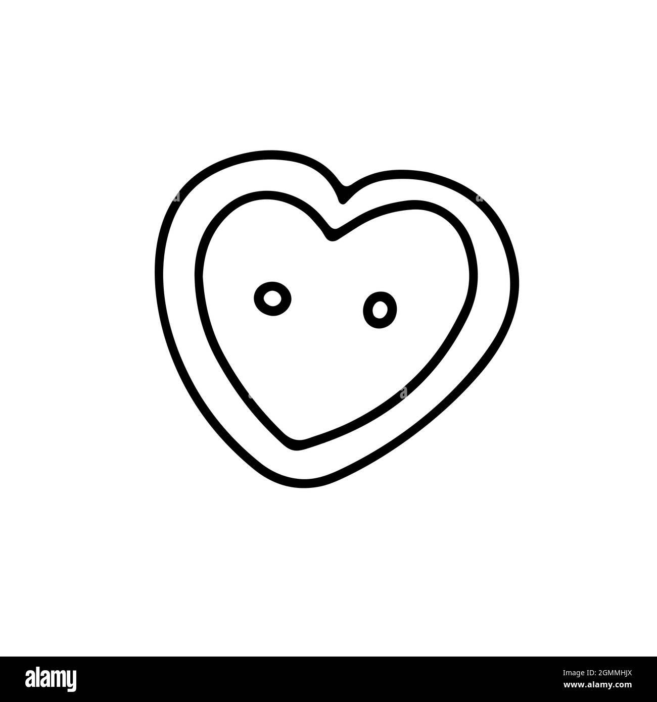 Vector heart-shaped button isolated on white background. Doodle illustration for weddings, t-shirts, Valentines Day. Sketch Sign of love, romance, fee Stock Vector