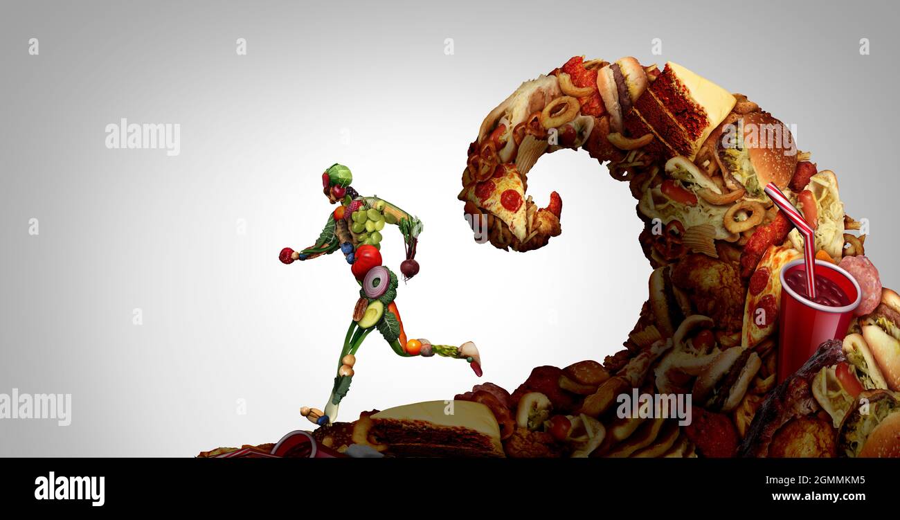 Running away from junk food and fattty food as a runner made of healthy