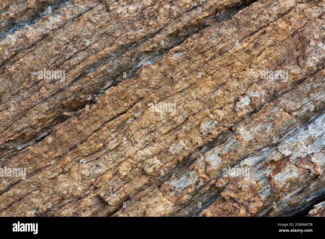 Closeup of brown layered rock Stock Photo