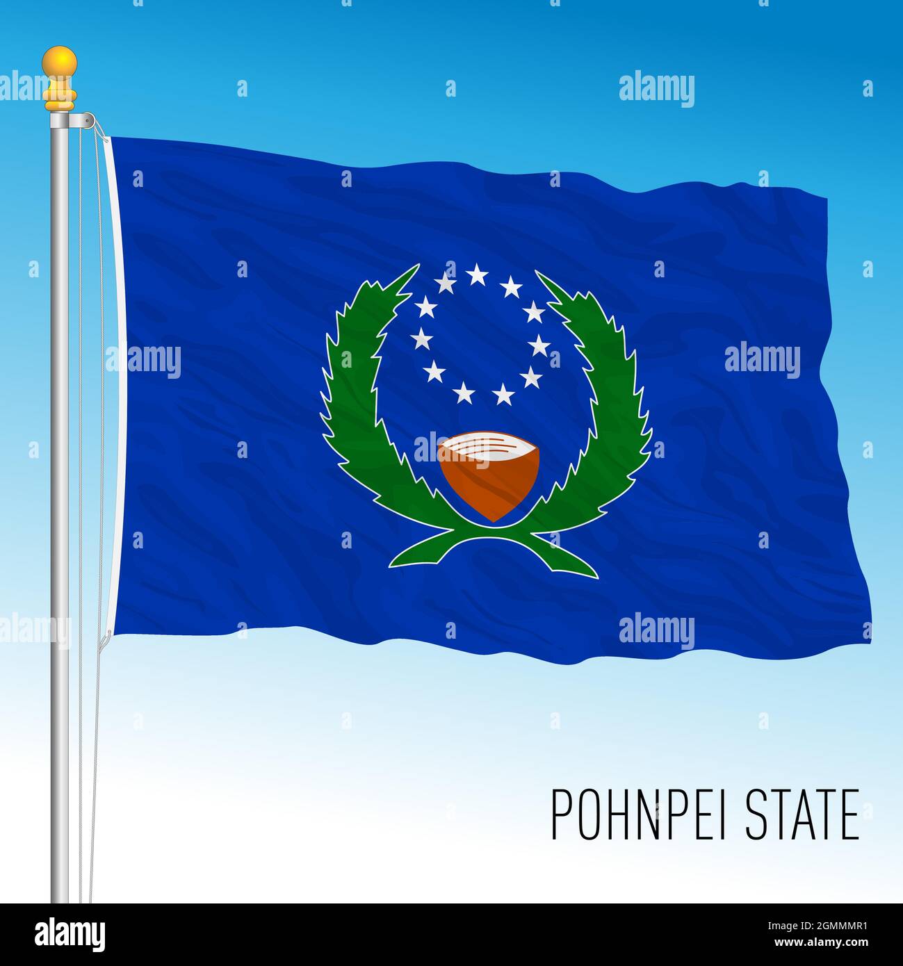Pohnpei State official national flag, Micronesia Federation, Oceania, vector illustration Stock Vector
