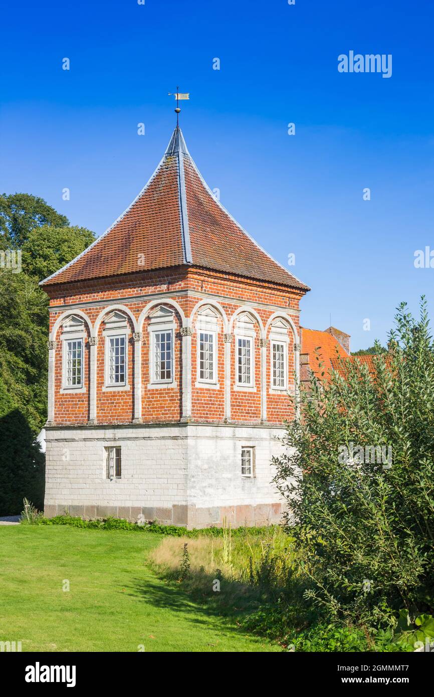 Little tower in the garden of the castle in Rosenholm, Denmark Stock Photo