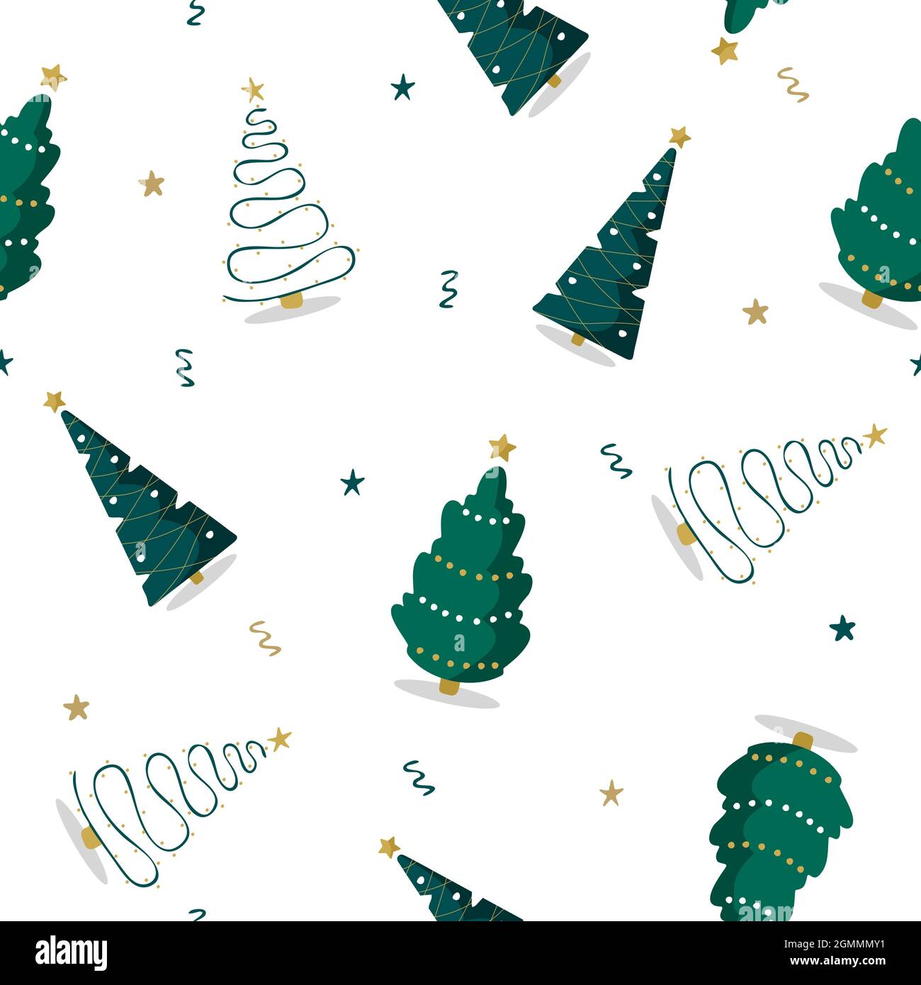 Seamless pattern with green christmas trees. Winter print. New year ...