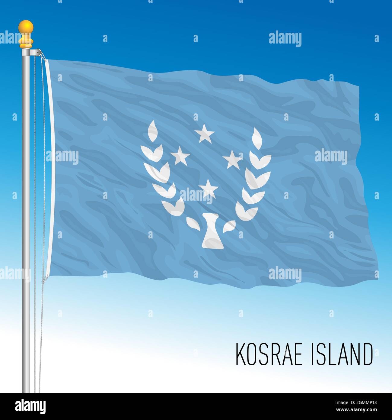 Kosrae Island official national flag, Micronesia Federation, Oceania, vector illustration Stock Vector