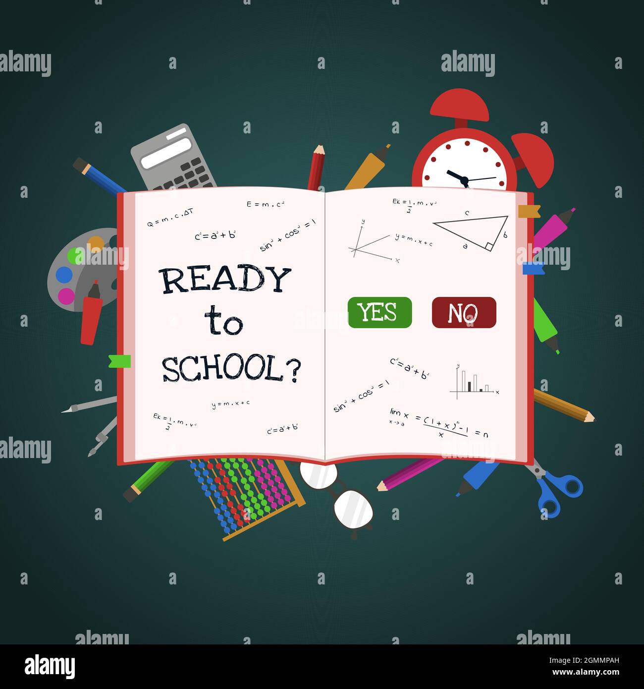 Ready To School Book Study Education Concept Vector Background Stock Vector