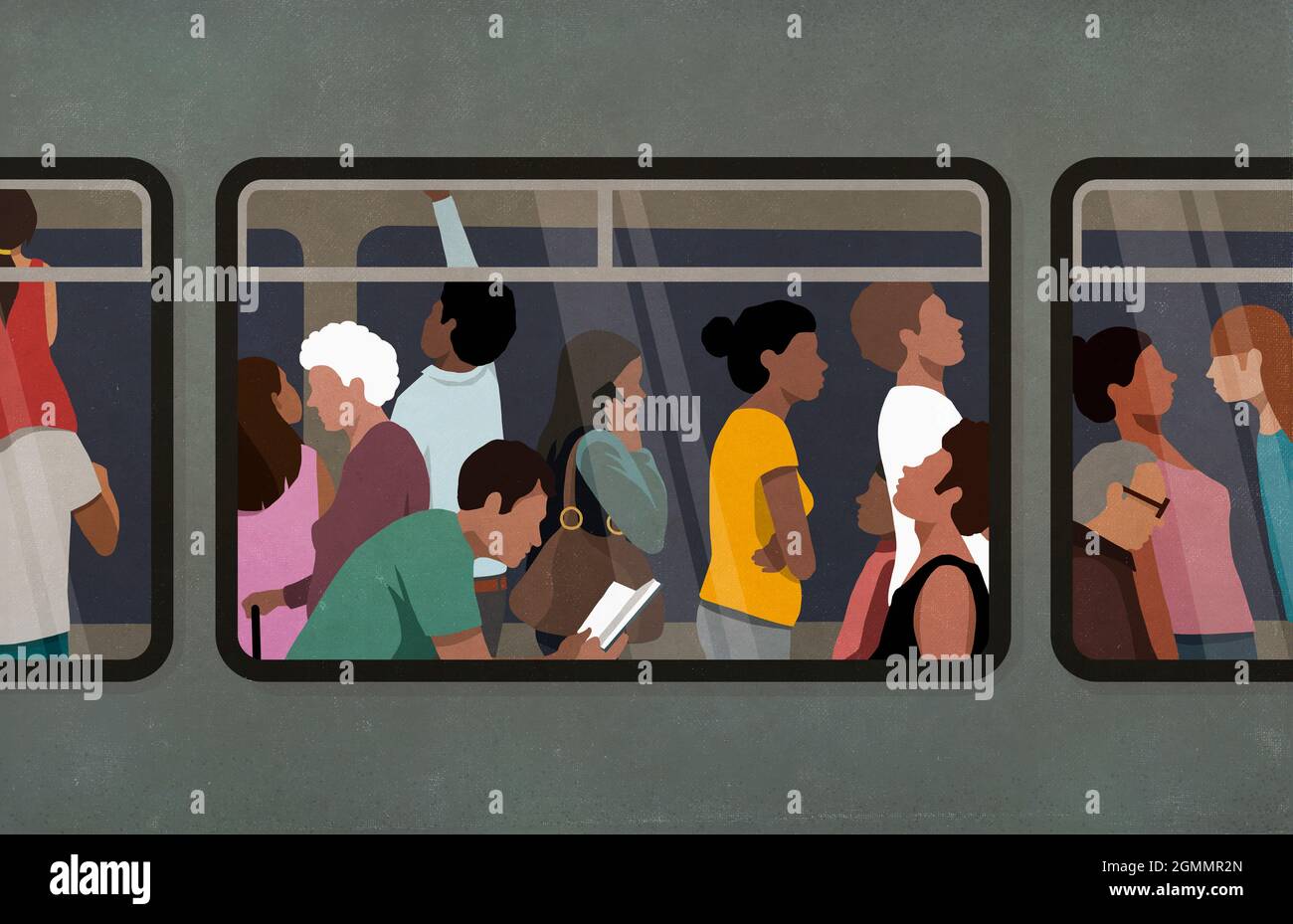 Commuters riding subway Stock Photo
