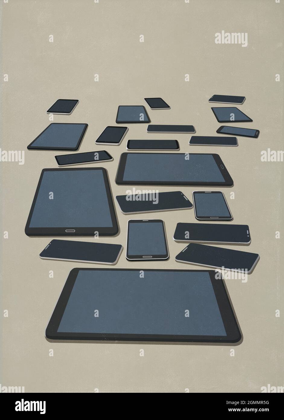 Variety of smart phones and digital tablets Stock Photo
