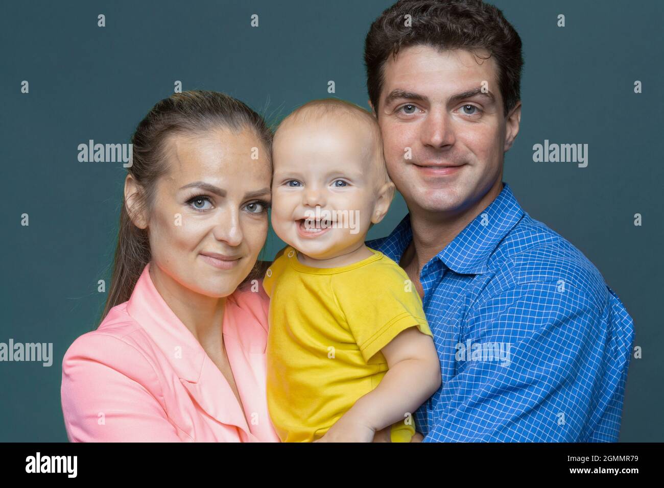 Portrait happy parents and baby son Stock Photo