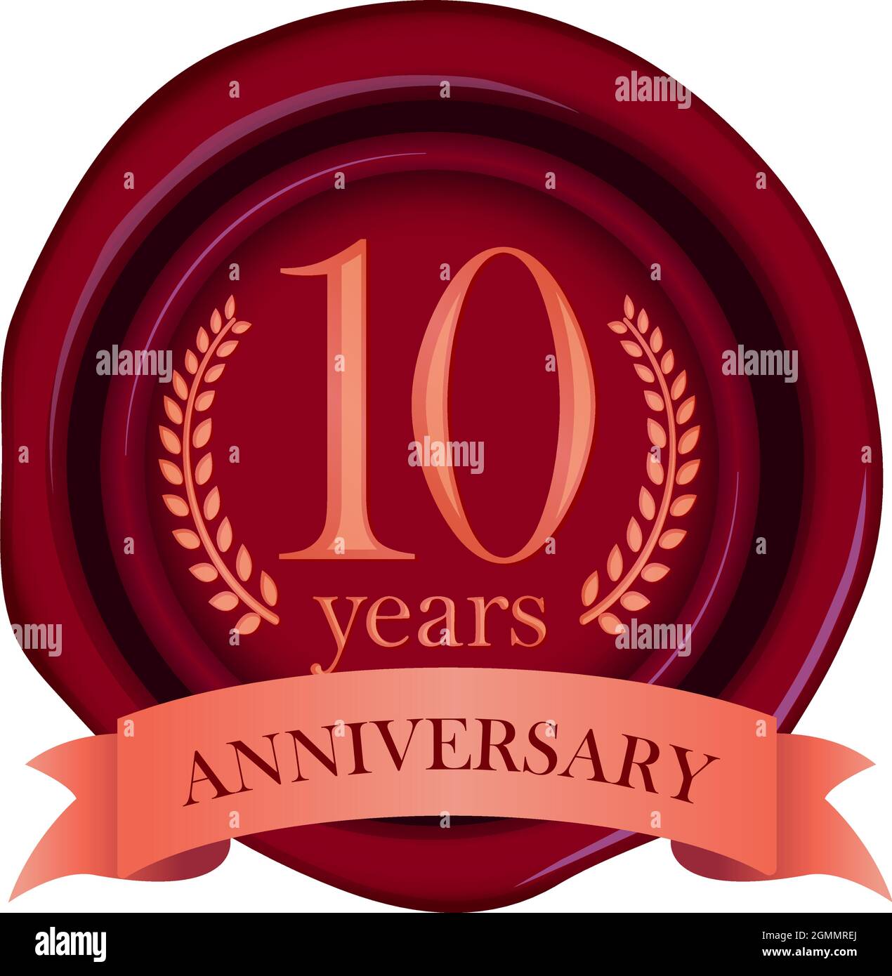 Anniversaries sealing wax  icon illustration ( 10th anniversary) Stock Vector