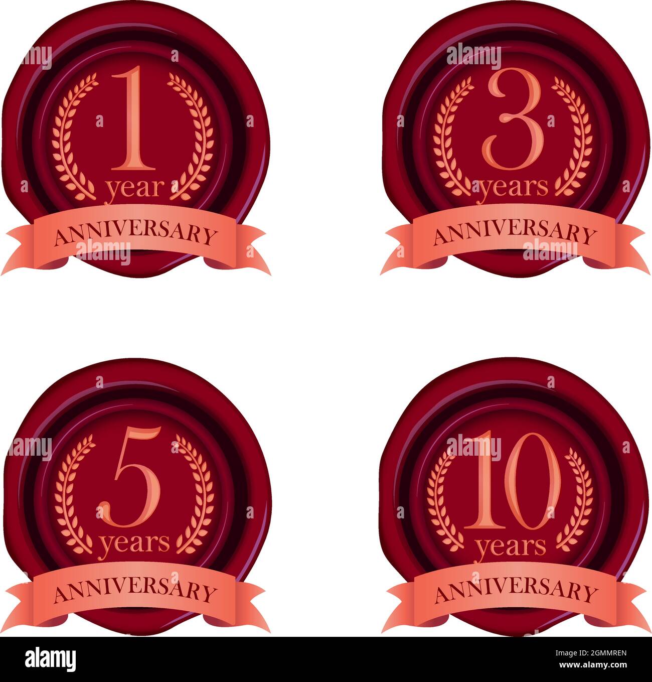 Anniversaries sealing wax  icon illustration set Stock Vector