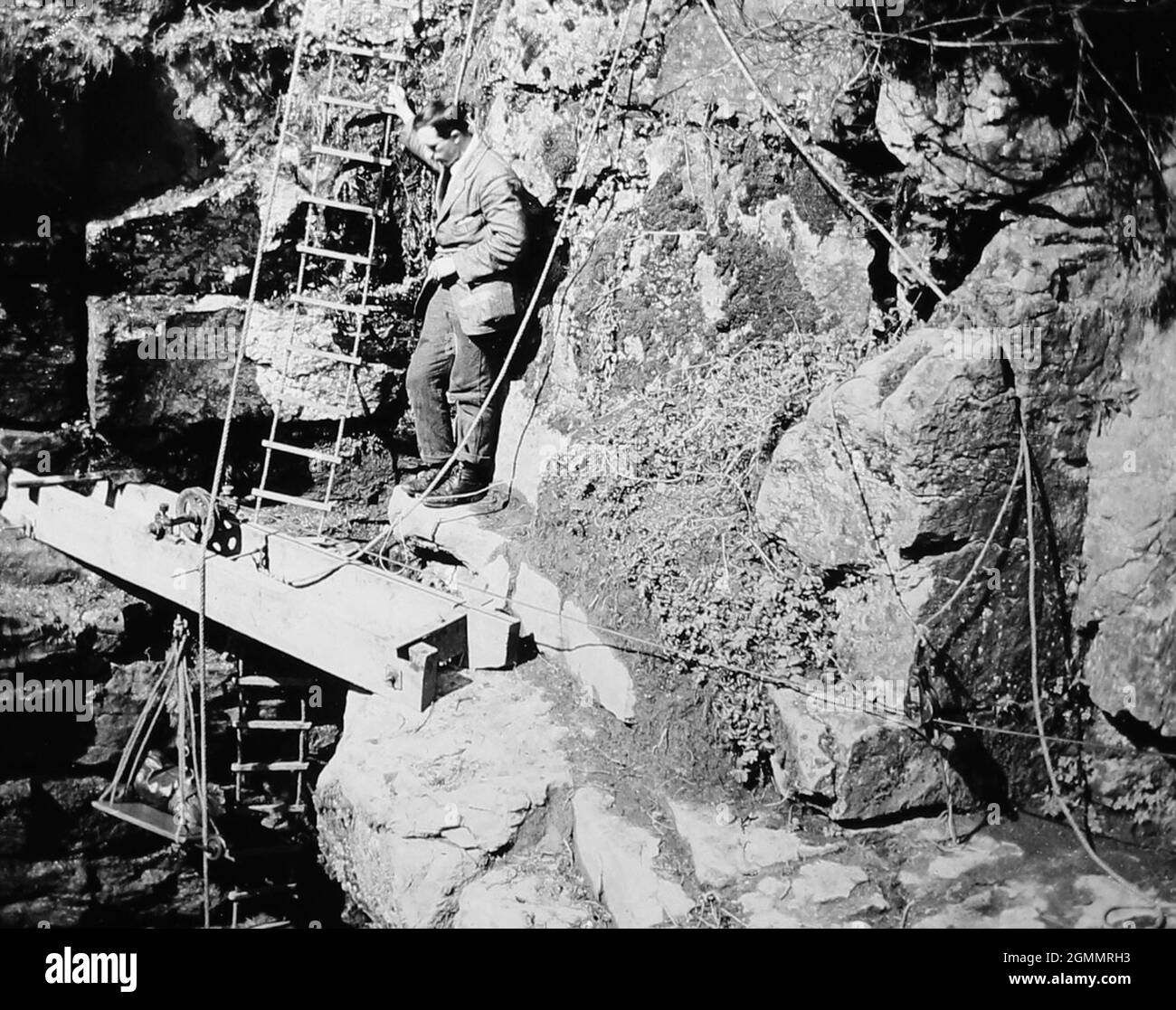Descending Gaping Ghyll in 1920 Stock Photo