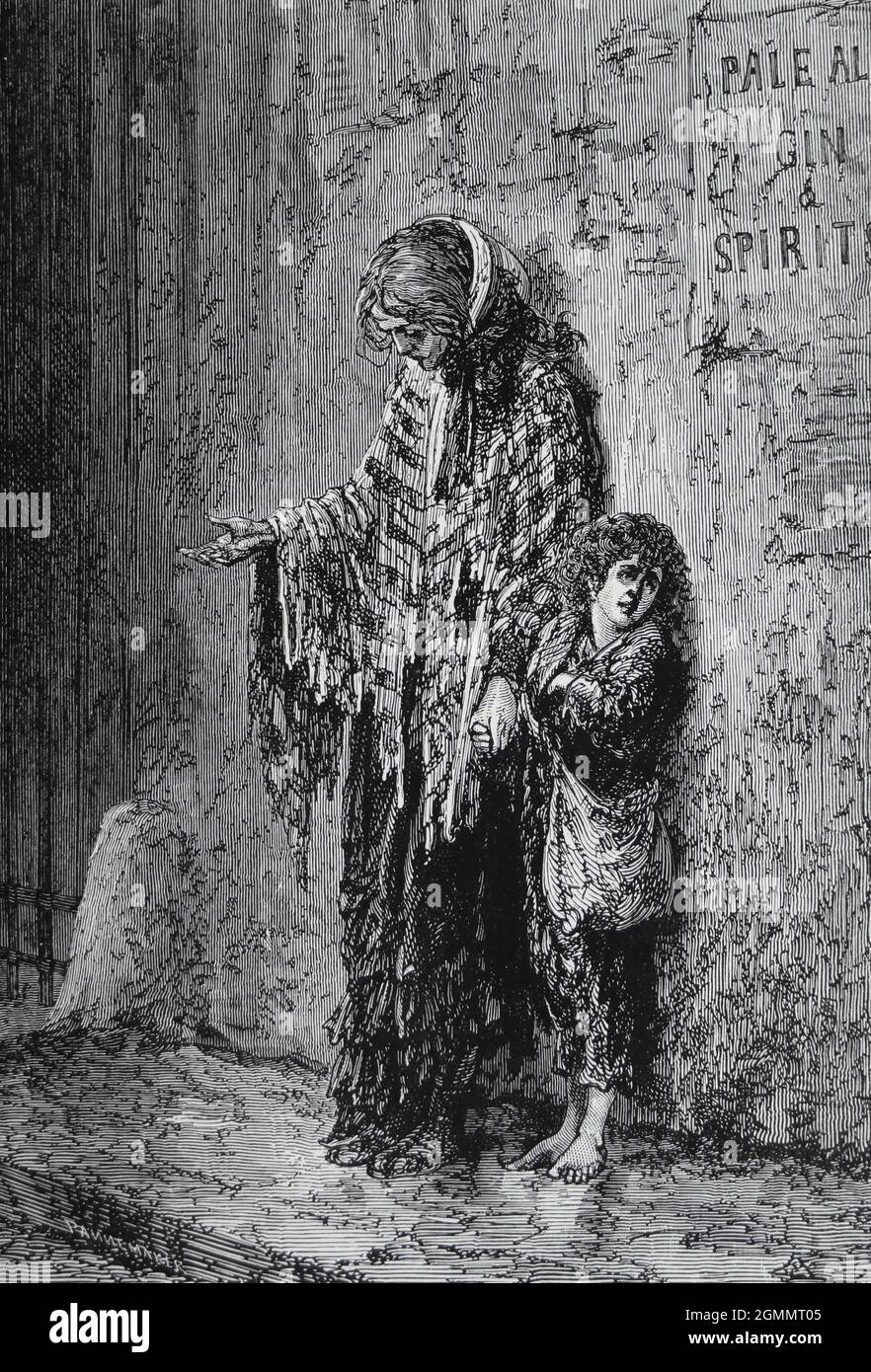 A Poor Mendicant. from the book ' Around the world in eighty days ' by Jules Verne (1828-1905) Translated by Geo. M. Towle, Published in Boston by James. R. Osgood & Co. 1873 First US Edition Stock Photo