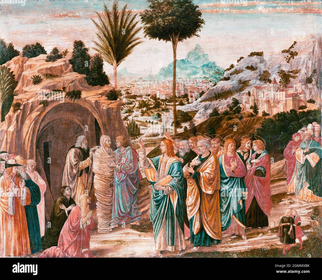 Benozzo Gozzoli, The Raising of Lazarus, painting, circa 1495 Stock Photo