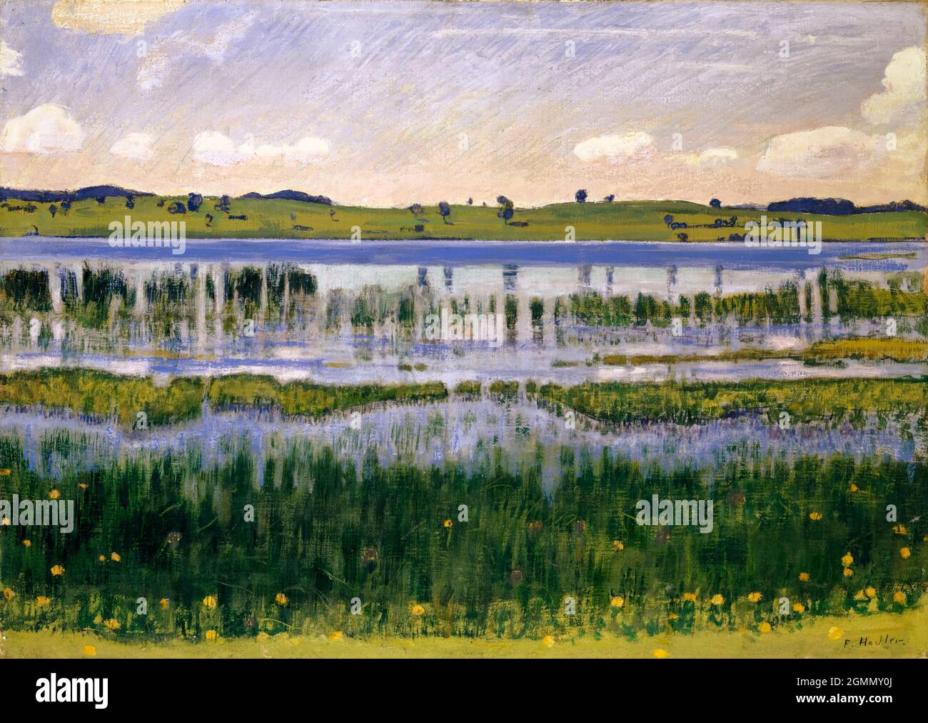Ferdinand Hodler, Lake Burgäschisee, landscape painting, circa 1901 Stock Photo