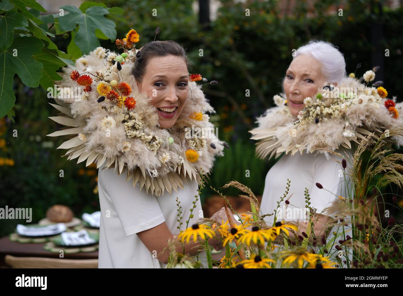 Tara (left) and Valerie Pain in the Parsley box garden at the RHS