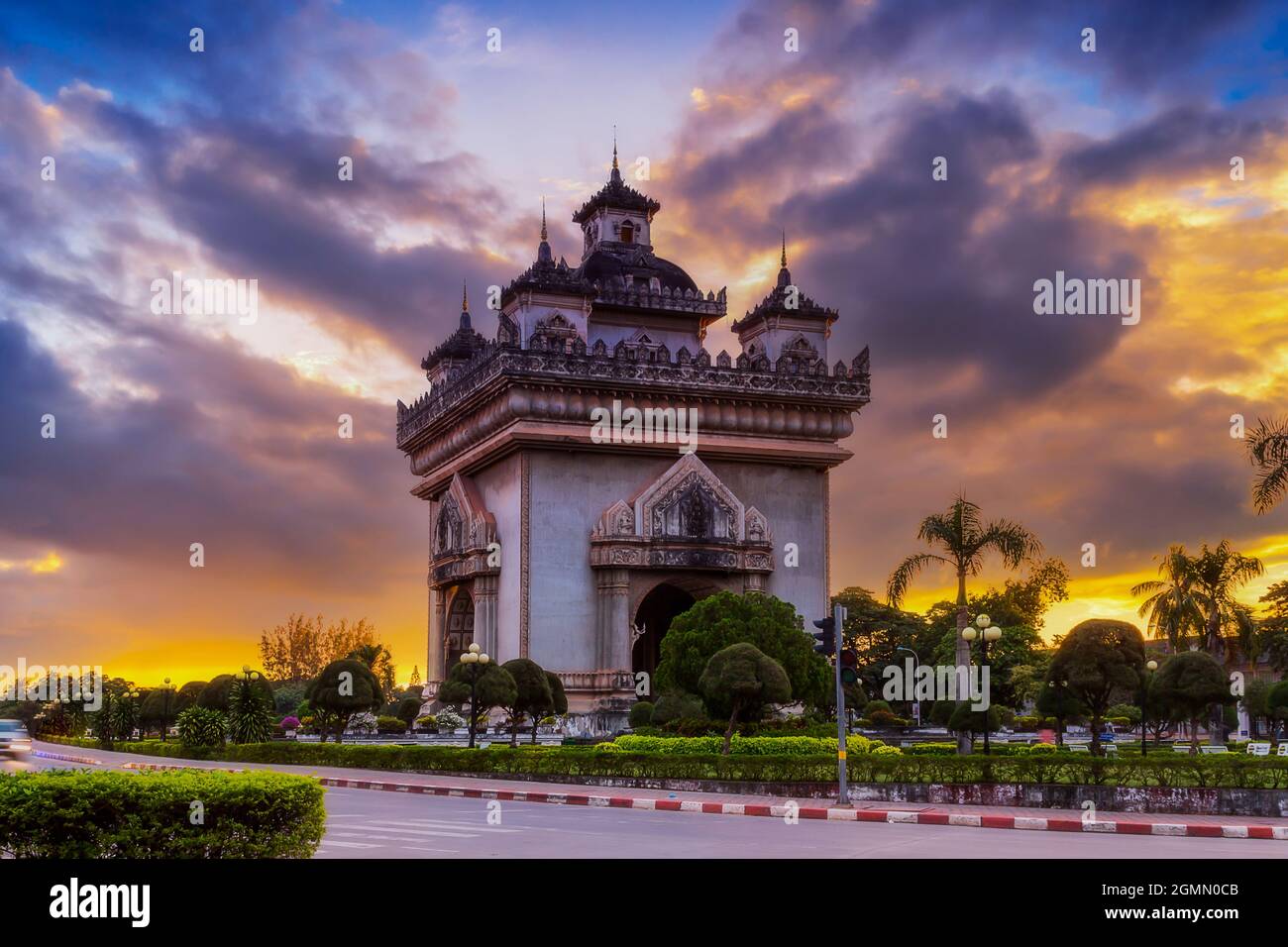 Patuxai literally meaning Victory Gate in Vientiane,Laos Stock Photo
