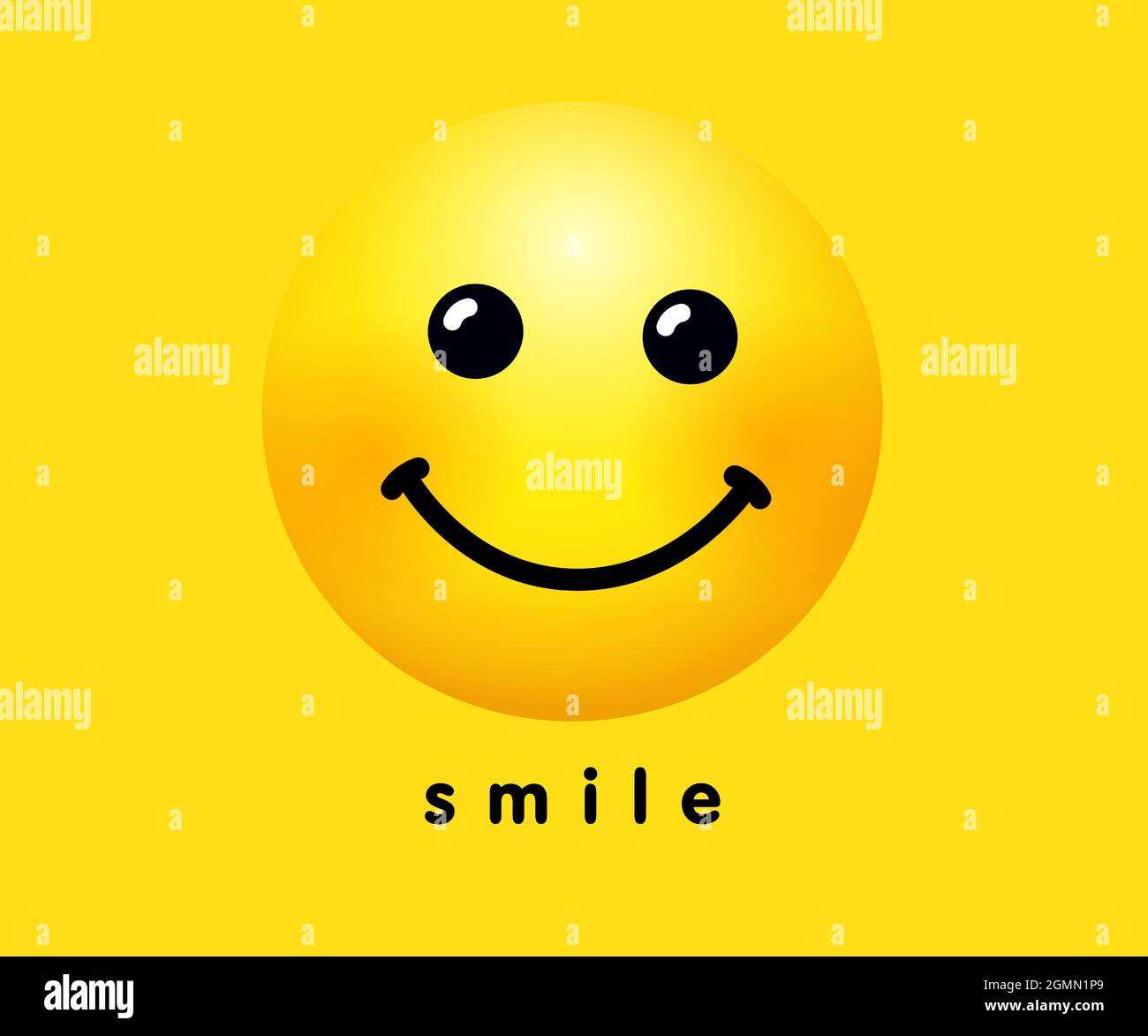 Smile icon, holiday banner design. Smiling emoticon vector logo on yellow background. World Smile Day, October 1 Stock Vector