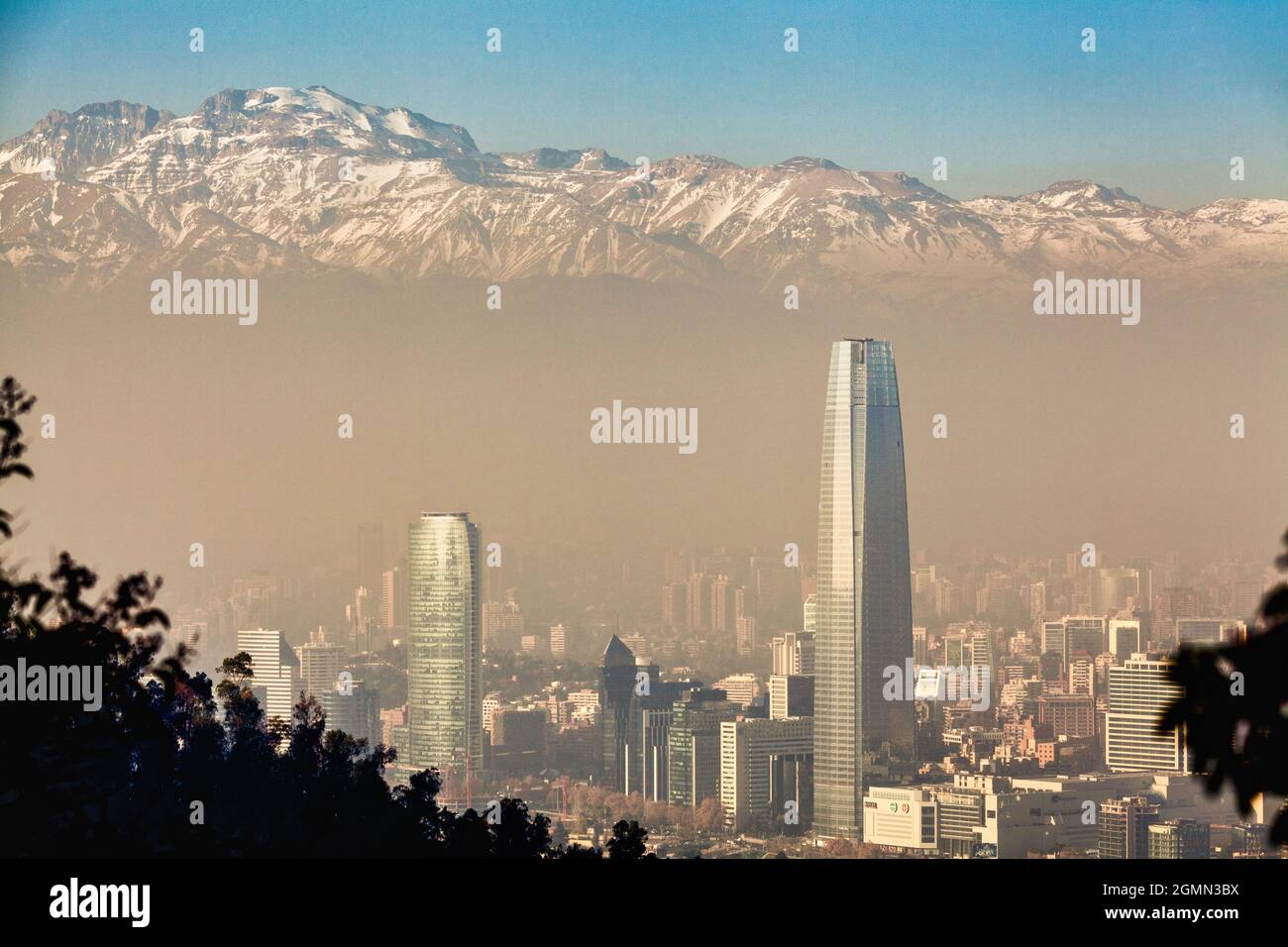 El Gran Torre in the city of Santiago de Chile is Latin America's newest tallest building and second tallest in the Southern Hemisphere. Stock Photo