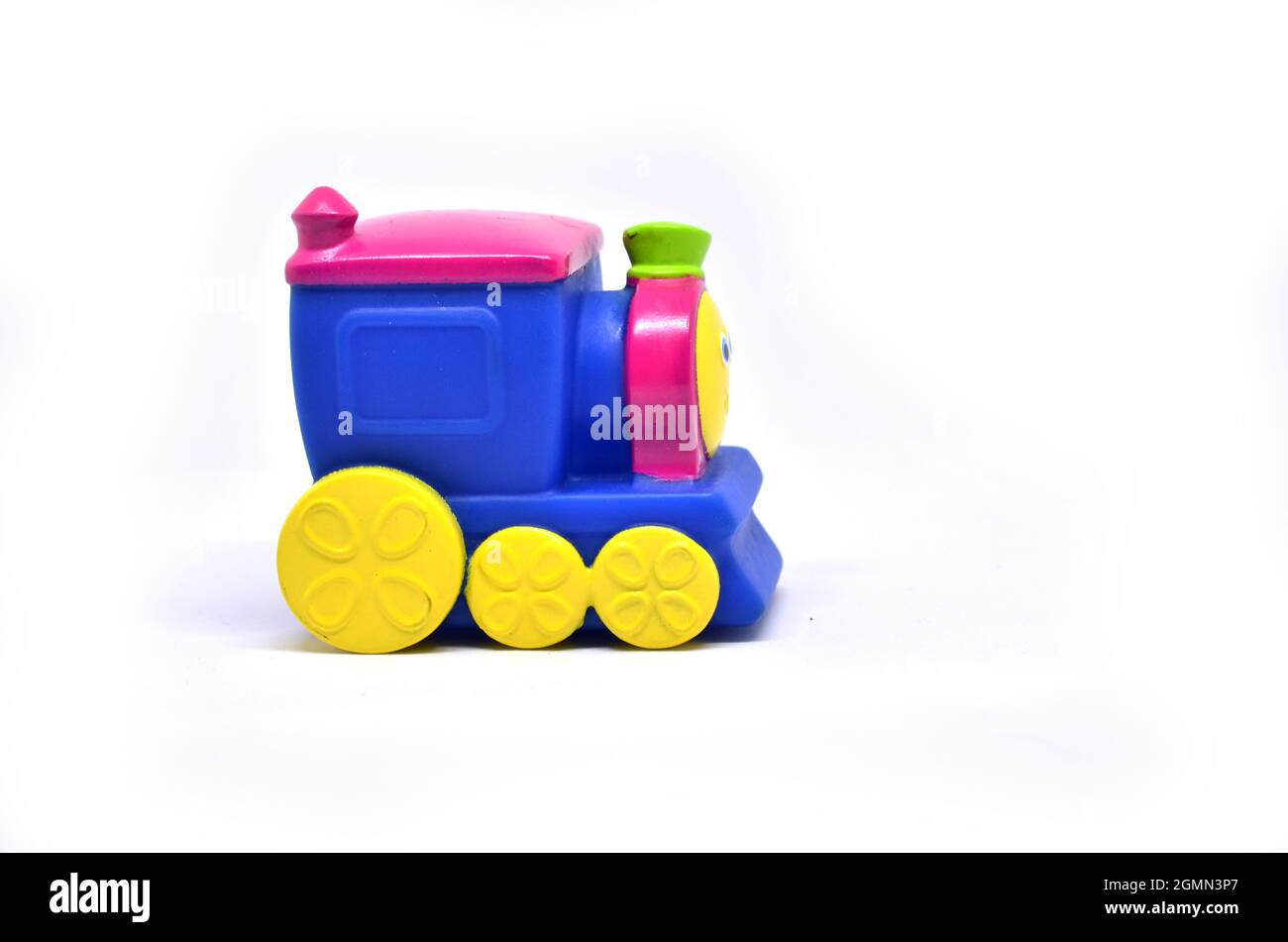 Colorful toy train for children isolated on white background Stock Photo