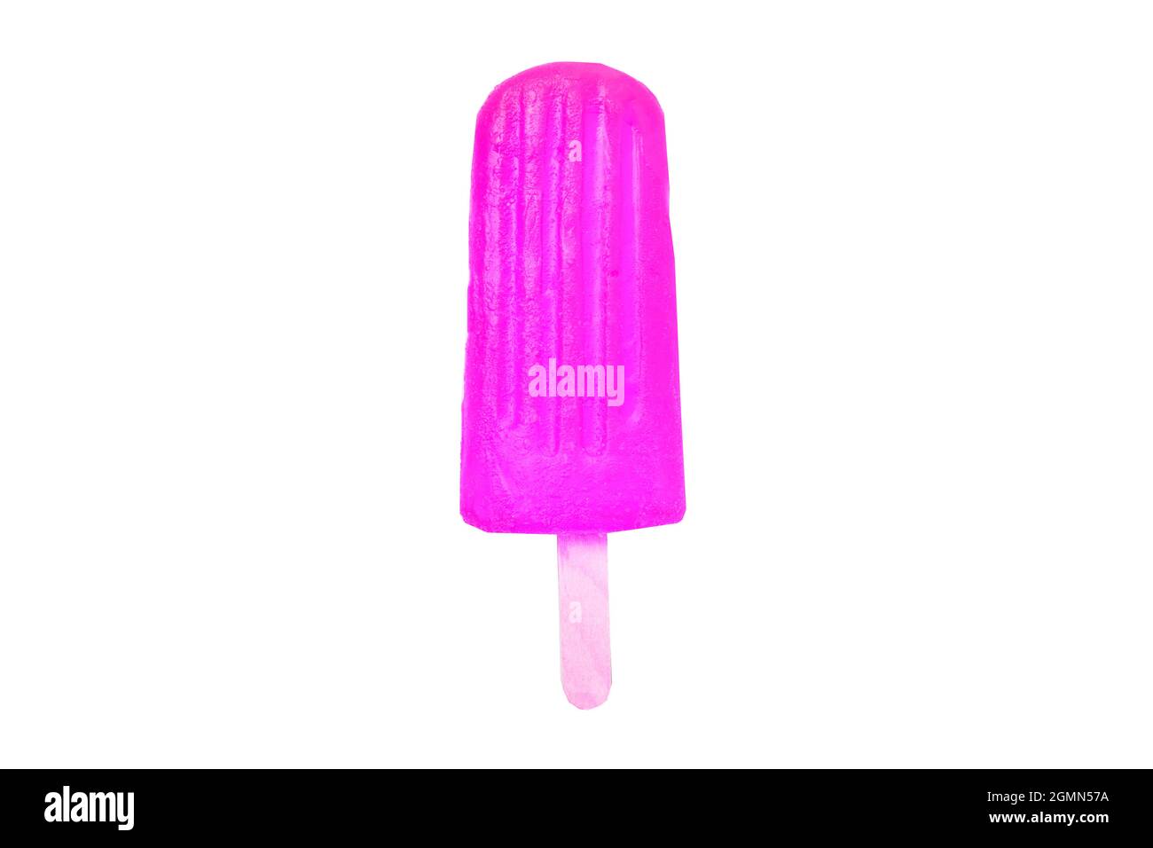 Purple Popsicle Isolated on White Background with Clipping Path, Blackberry popsicle Stock Photo