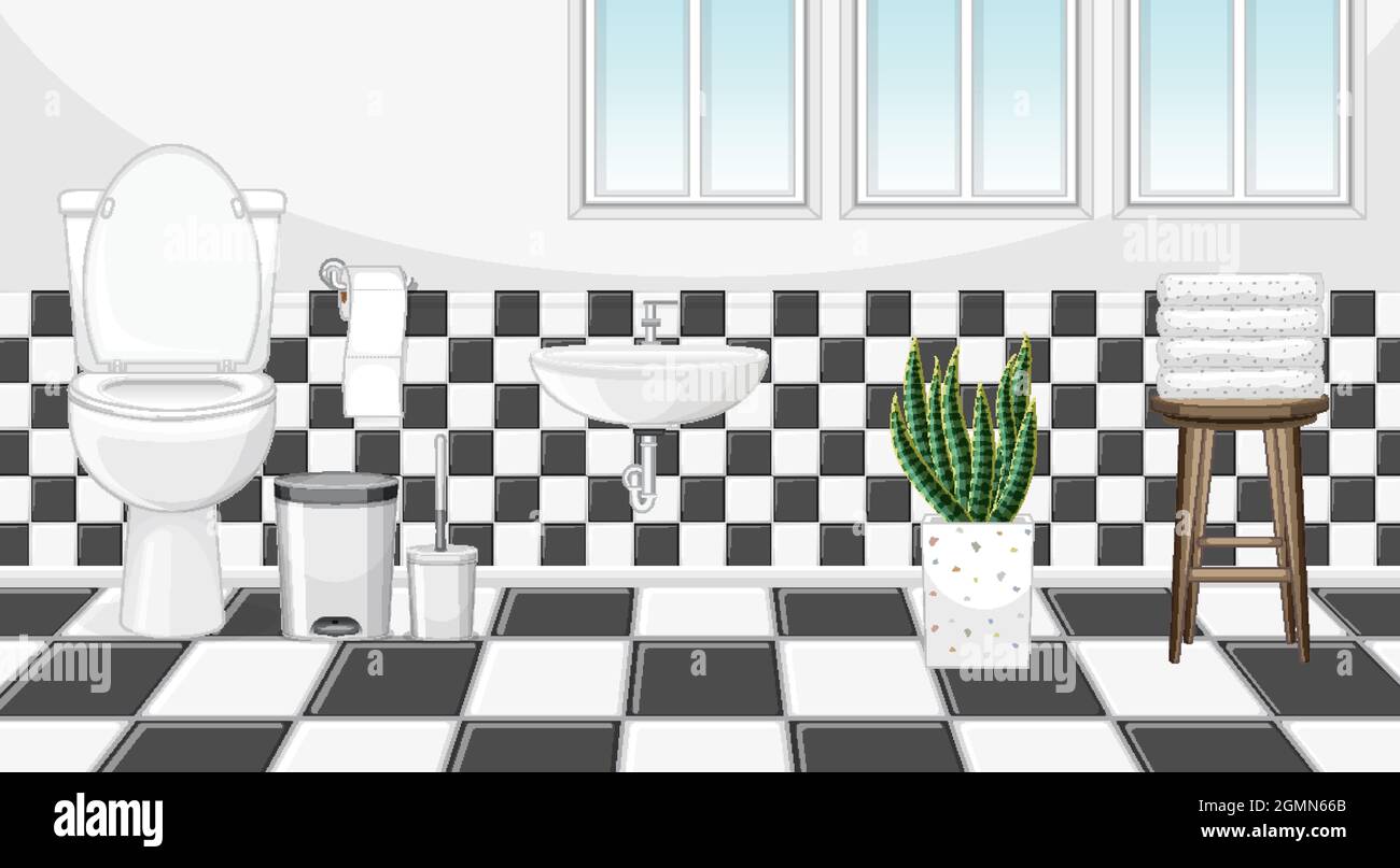 Bathroom interior design with furniture illustration Stock Vector Image ...