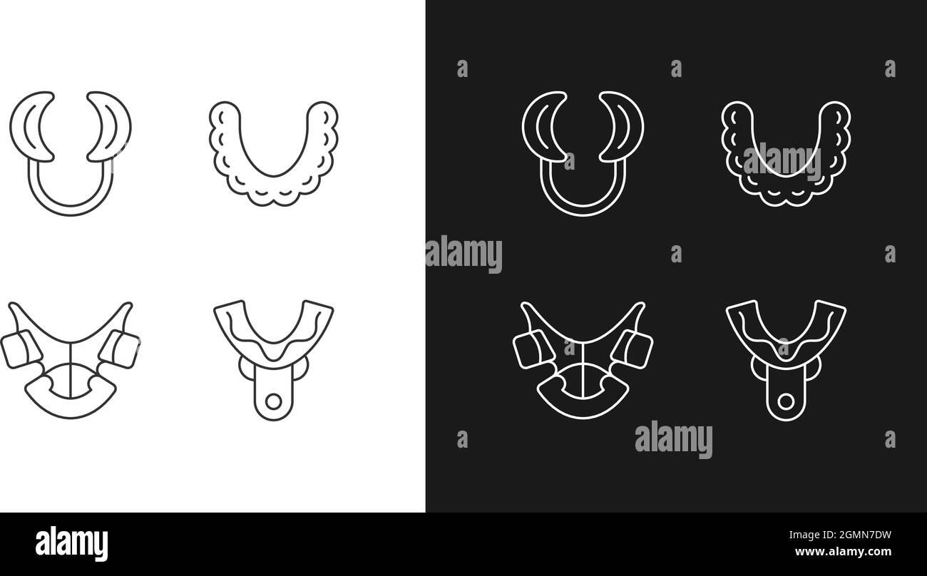 Orthodontic appliances linear icons set for dark and light mode Stock ...