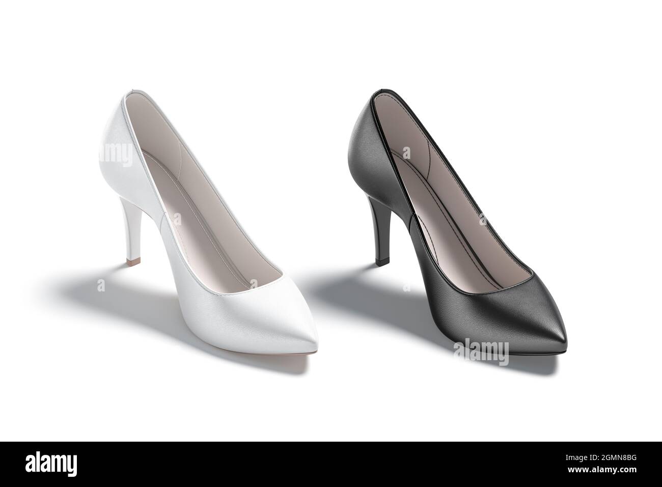 Blsnk black and white high heels shoes mockup, side view Stock Photo - Alamy