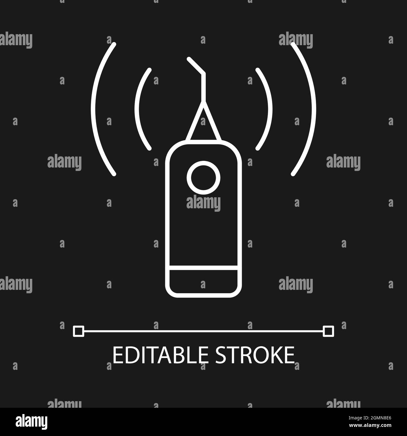 Ultrasonic teeth cleaner white linear icon for dark theme Stock Vector