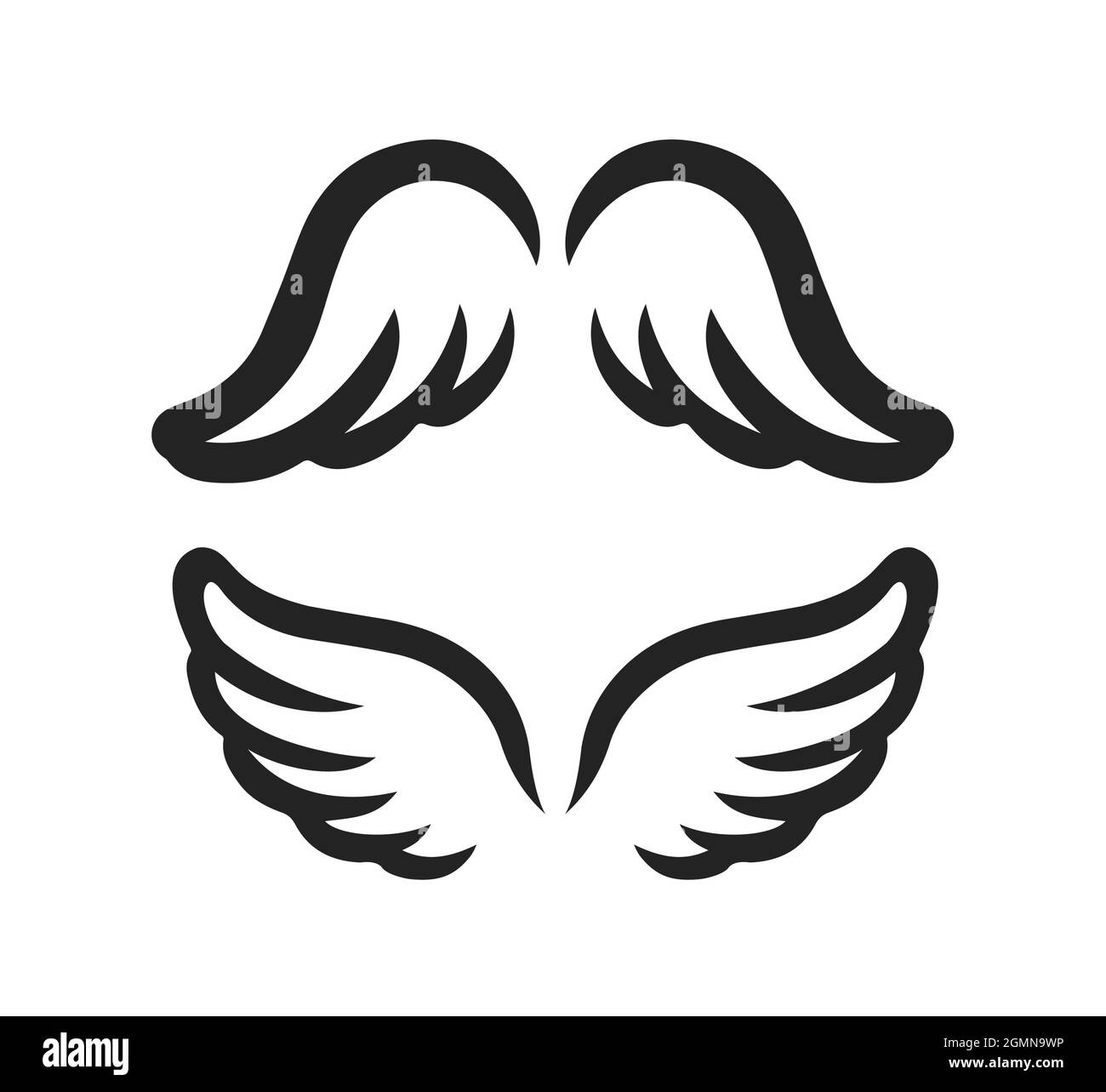 Wings icon. Simple illustration of bird or angel symbol vector isolated on white background Stock Vector