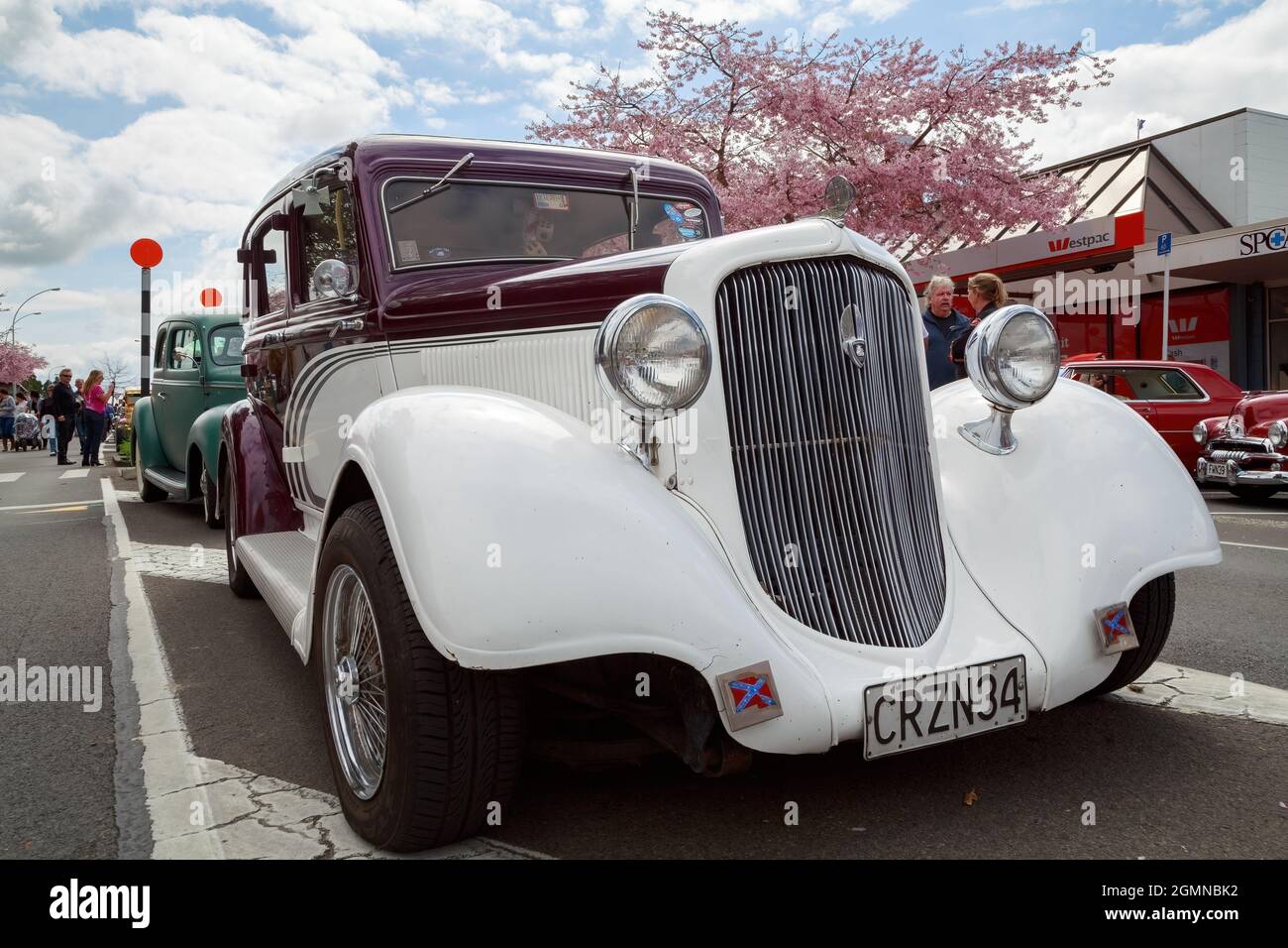 A 1935 Chrysler Plymouth, an American automobile, at a classic car show Stock Photo