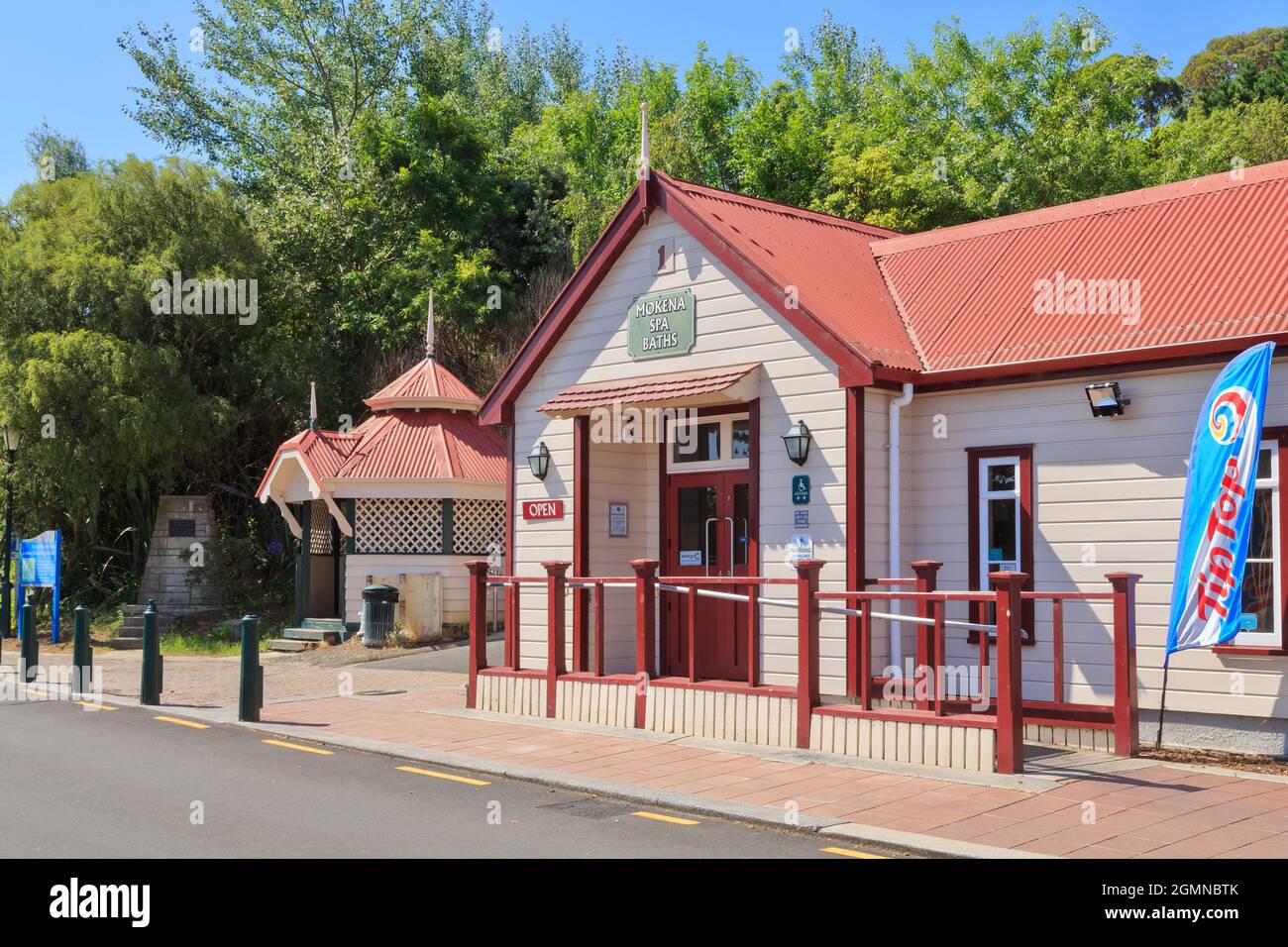The historic Mokena Spa Baths in the Te Aroha Domain, Te Aroha, New