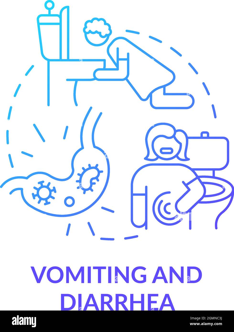 Vomiting and diarrhea blue gradient concept icon Stock Vector Image