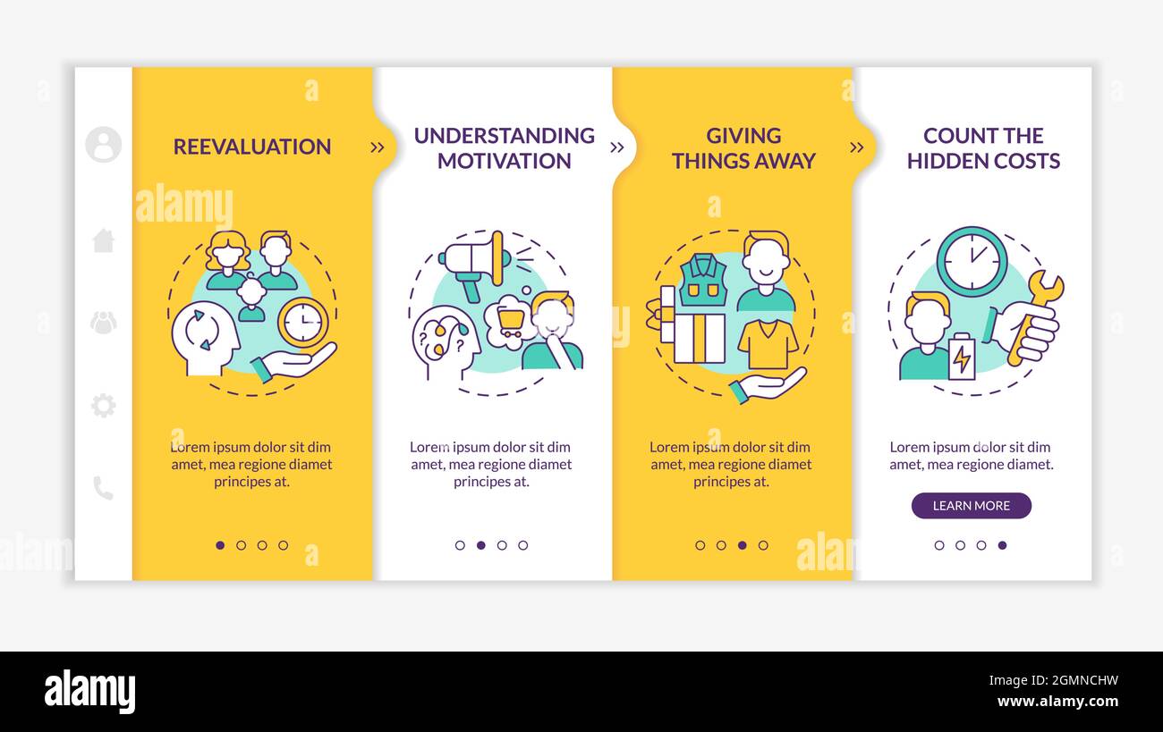 Challenging consumerism yellow onboarding vector template Stock Vector