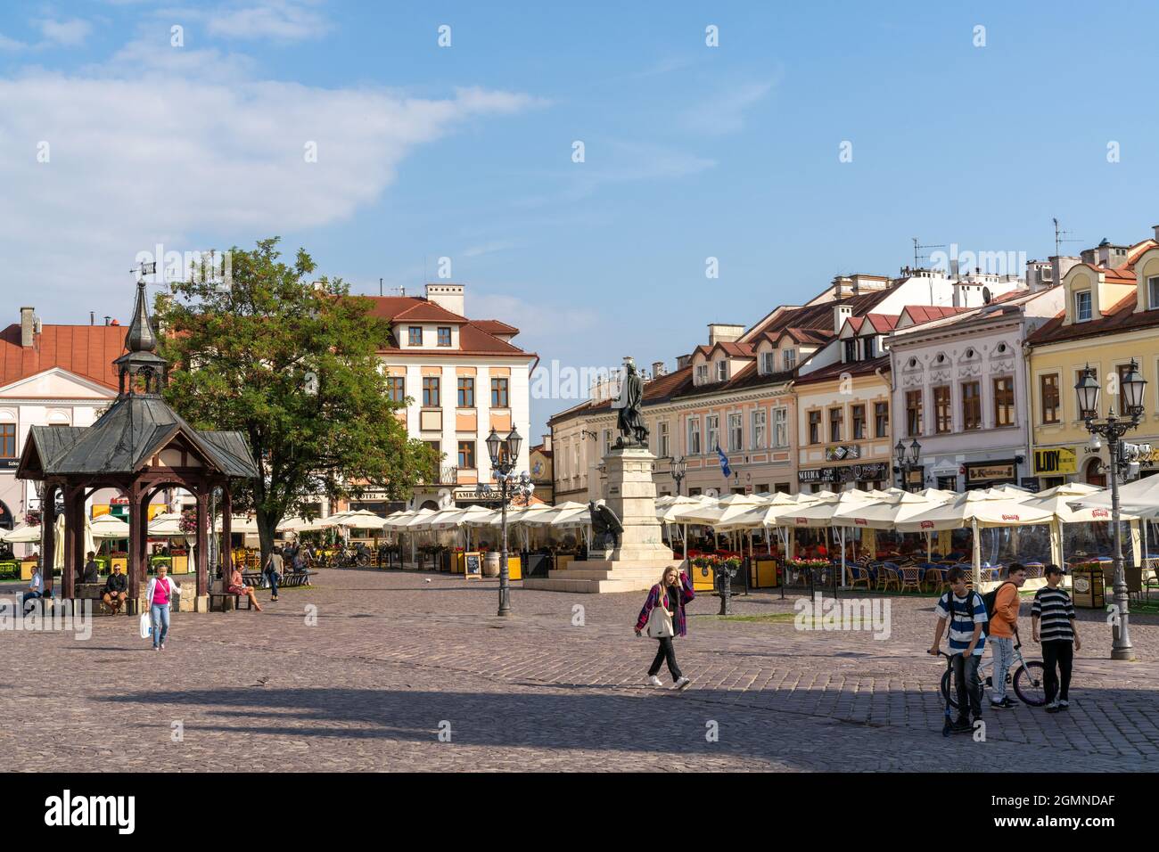Rzeszow, Poland - 14 September, 2021: view of the market square in the historic old town city center of Rzeszow Stock Photo
