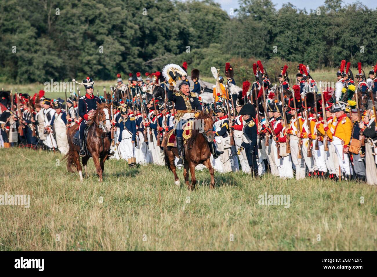 BORODINO, RUSSIA - Sep 01, 2018: The reenactment of the Battle of Borodino in Russia Stock Photo