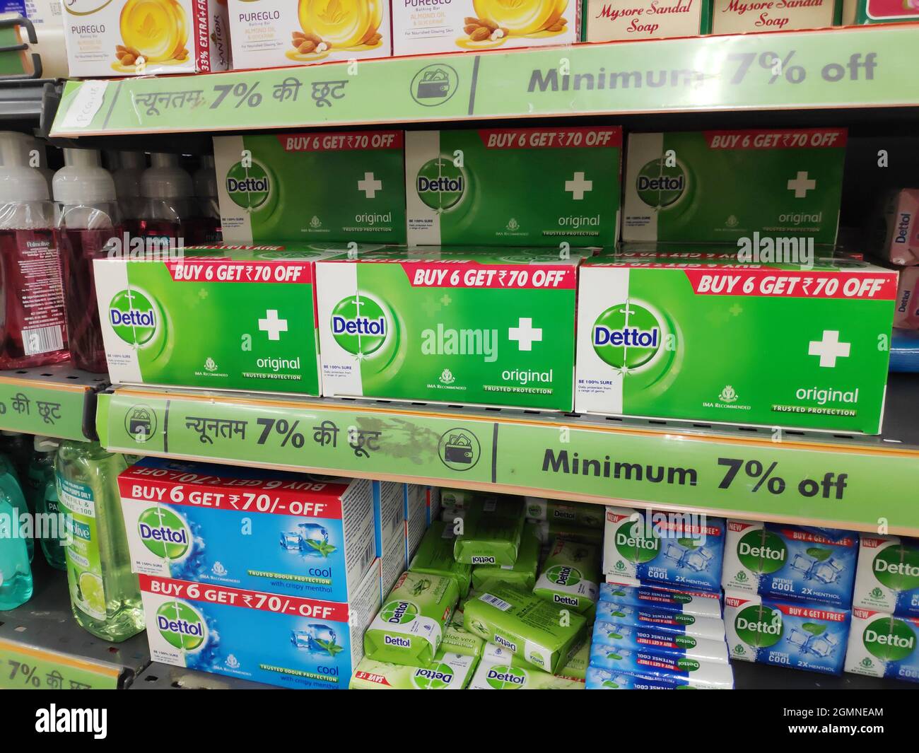 New Delhi, India, 12 April 2020 Dettol Soap Displayed in Supermarket