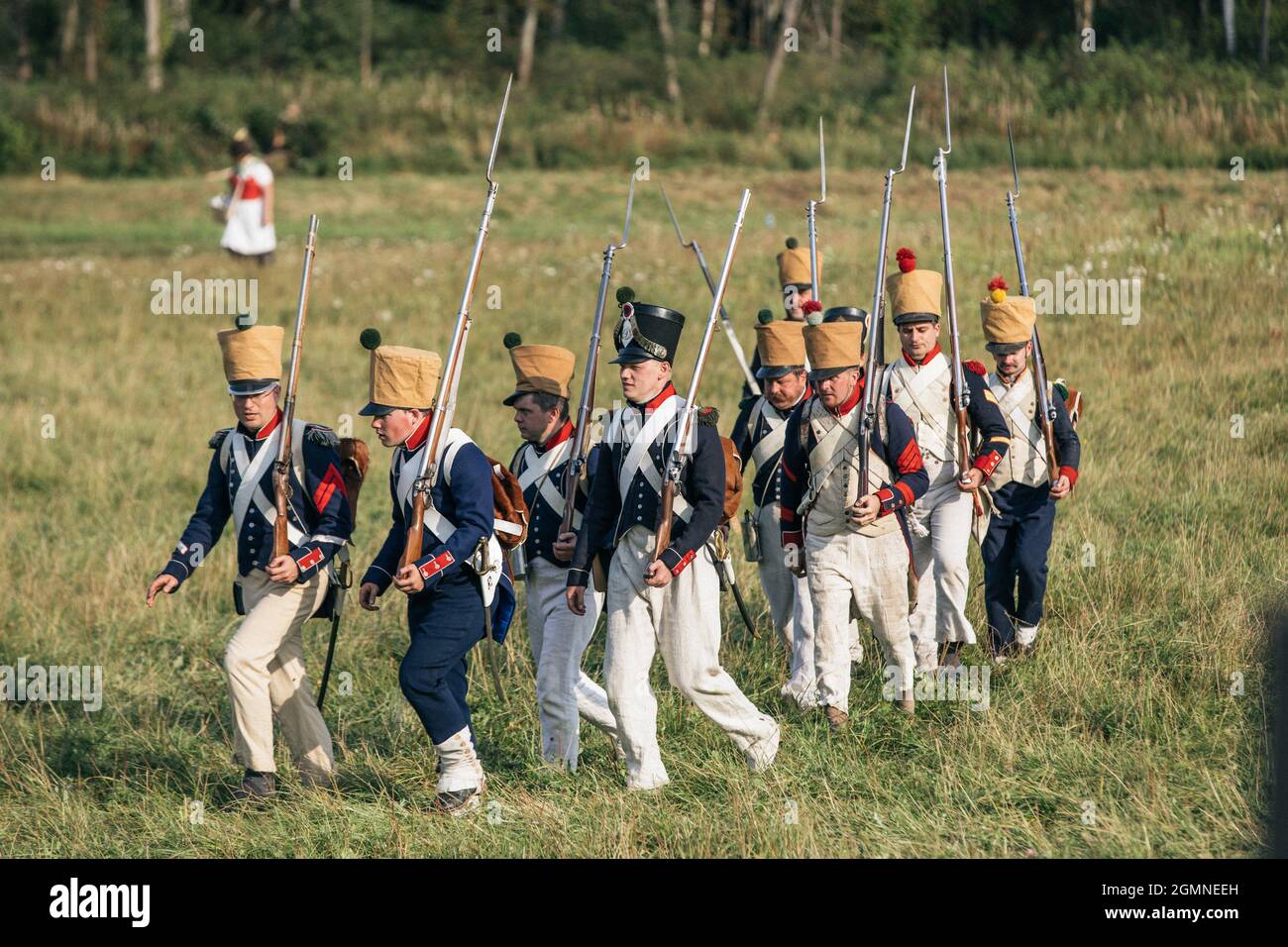 BORODINO, RUSSIA - Sep 01, 2018: The reenactment of the Battle of Borodino in Russia Stock Photo