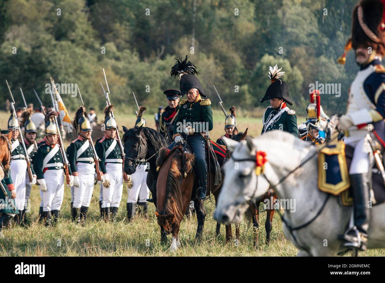 BORODINO, RUSSIA - Sep 01, 2018: The reenactment of the Battle of Borodino in Russia Stock Photo