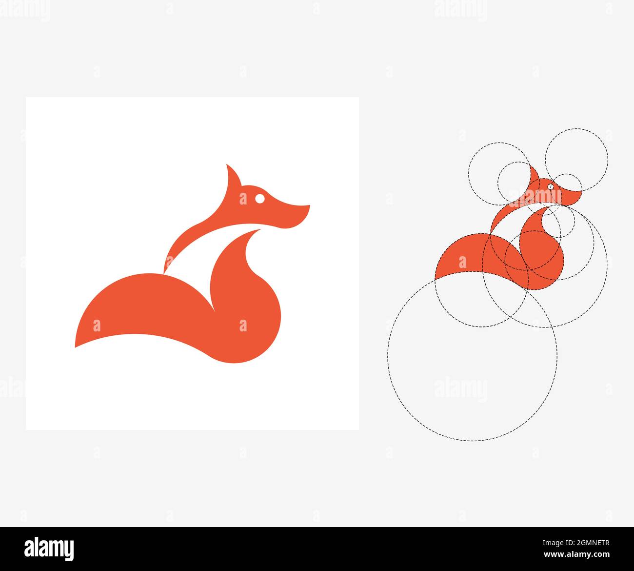 Vector fox in golden ratio style. Editable illustration Stock Vector