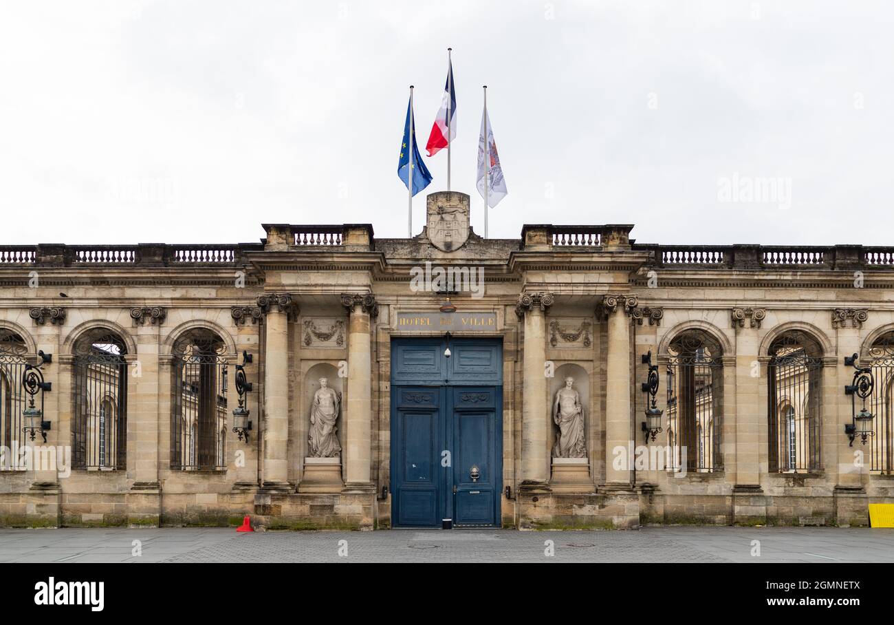 A picture of the Hôtel de Ville, the City Hall, of Bordeaux. Stock Photo