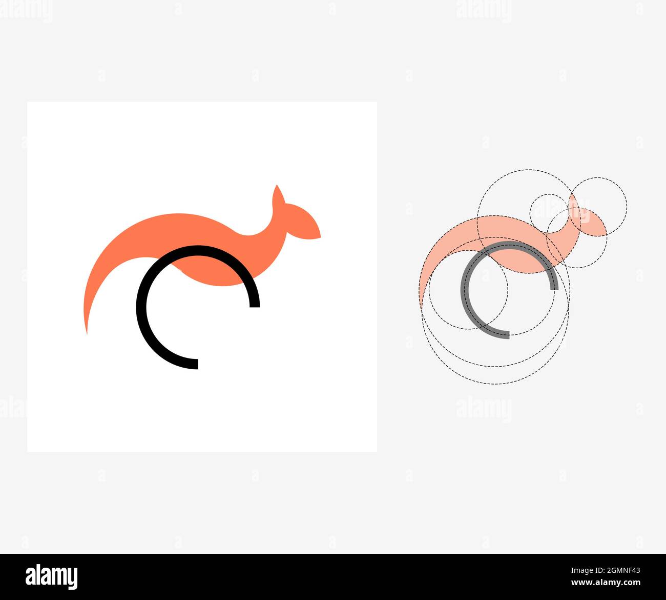 Vector kangaroo in golden ratio style. Editable illustration Stock Vector