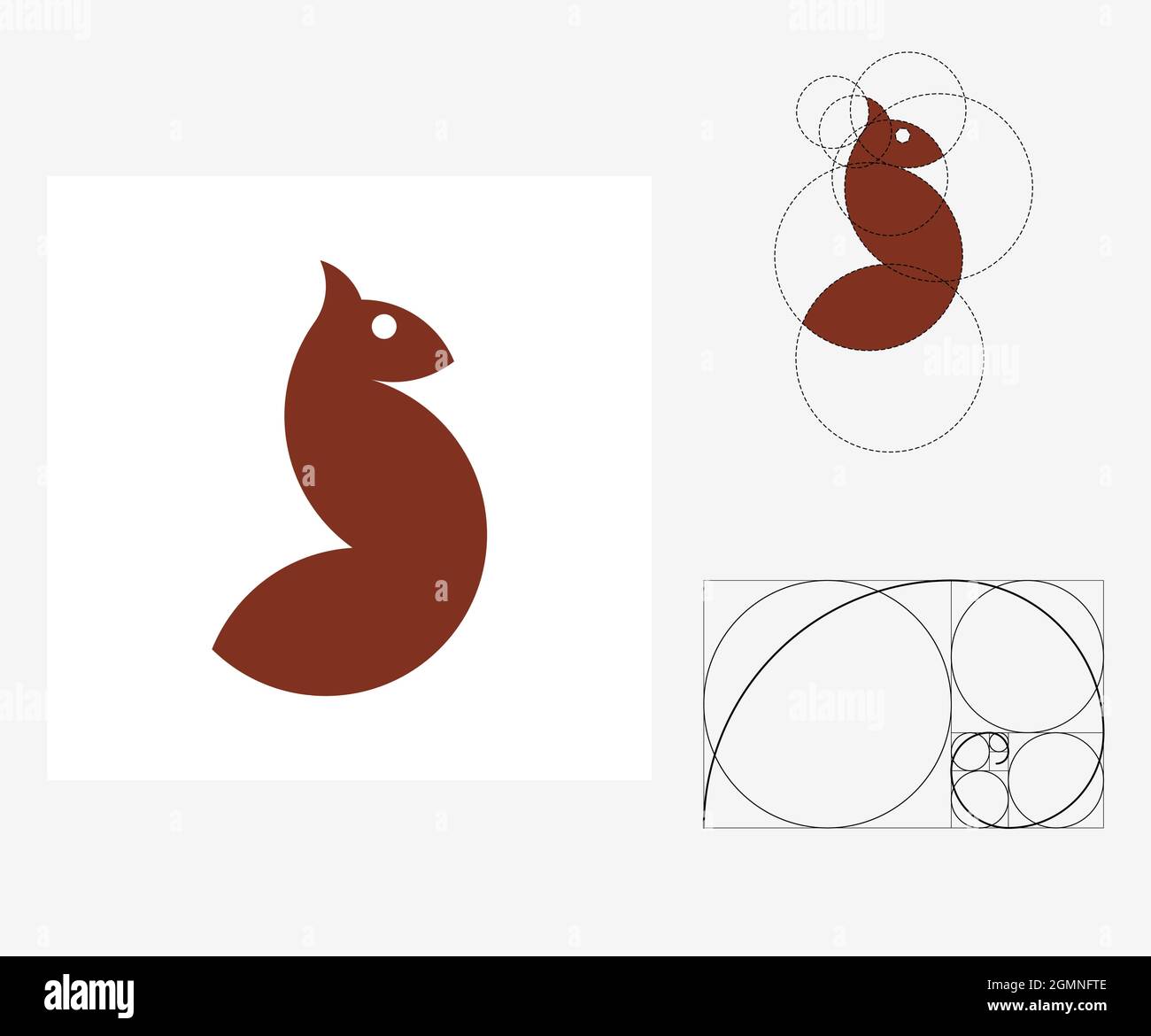 Vector squirrel in golden ratio style. Editable illustration Stock Vector