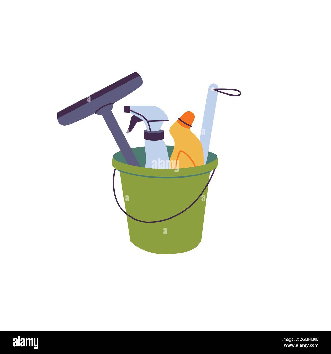 Set of cleaning equipment. House cleaning service tools cartoon