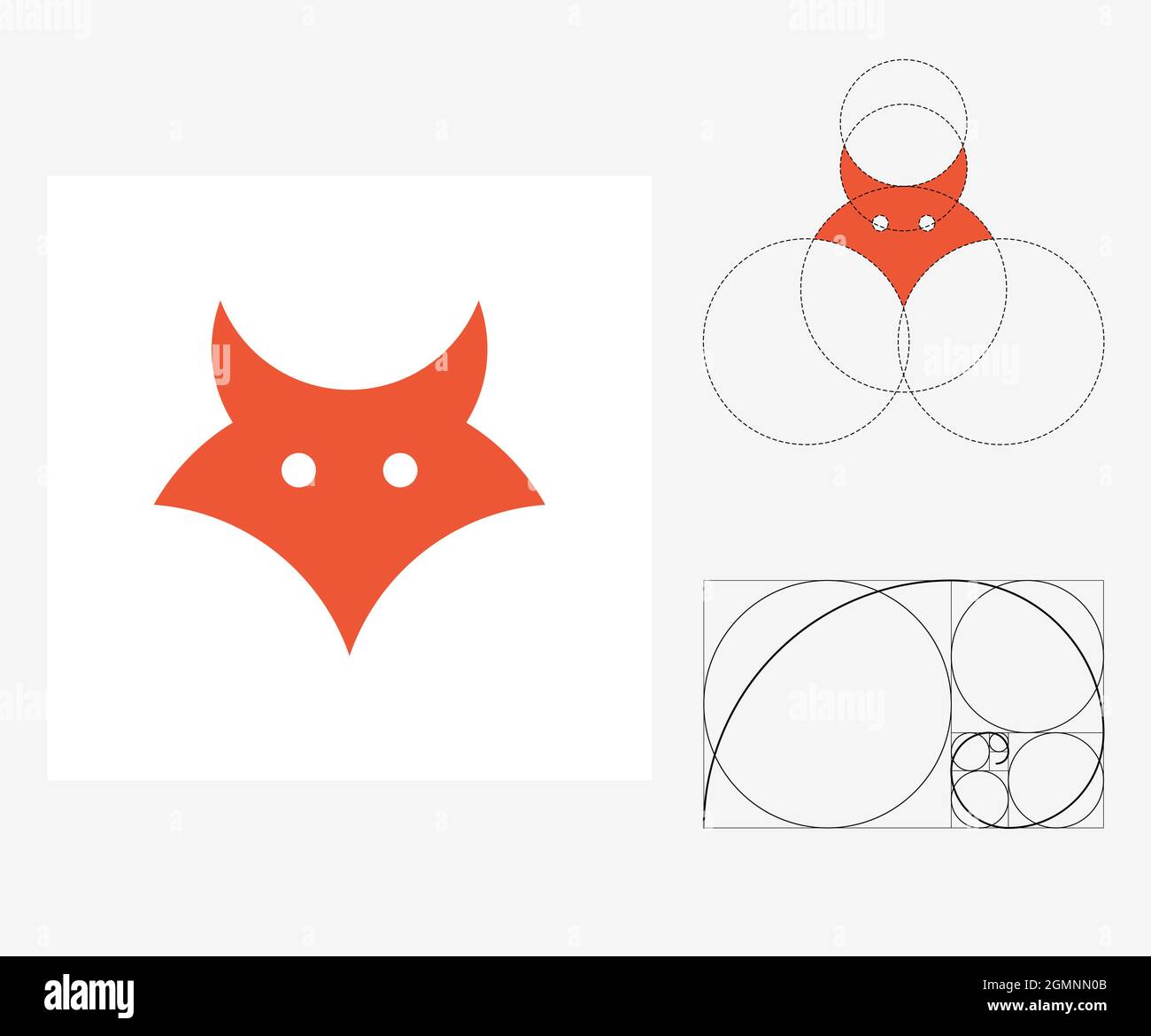 Vector fox in golden ratio style. Editable illustration Stock Vector